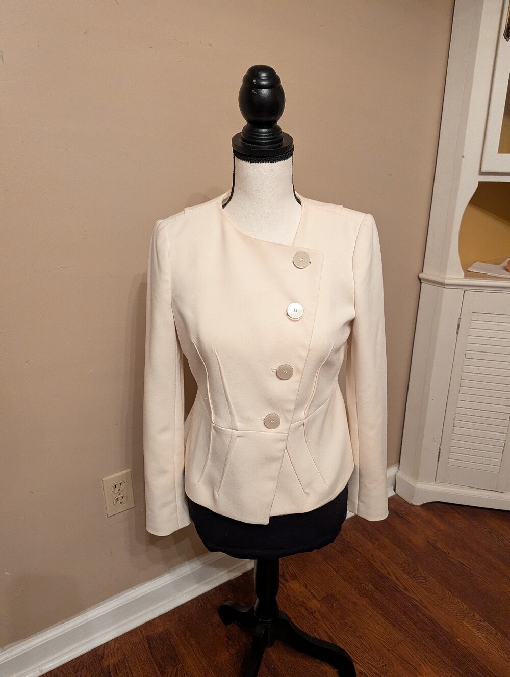 The Limited Cream Asymmetrical Button Blazer